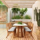 Mesa De Jantar Oval 6 Lugares Ripada 100% Mdf Off White/freijó