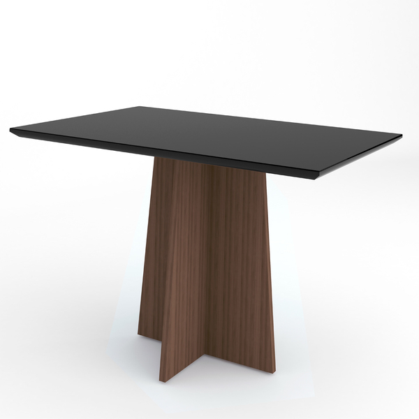 Mesa De Jantar Para 4 Lugares 1 20m Tampo De Madeira Com Vidr