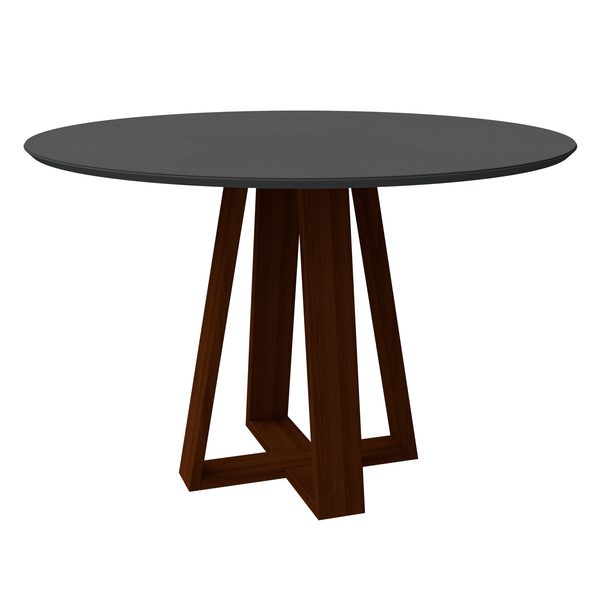 Mesa De Jantar Para 4 Lugares Tampo Redondo Com Vidro 1 20m V