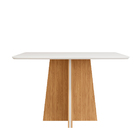 Mesa De Jantar Para 4 Lugares Tampo Retangular Chanfrado Curv