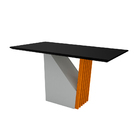 Mesa De Jantar Para 6 Lugares 1 60m Tampo De Madeira Com Vidr