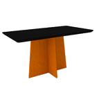 Mesa De Jantar Para 6 Lugares 1 60m Tampo De Madeira Com Vidr