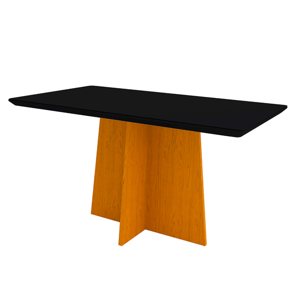 Mesa De Jantar Para 6 Lugares 1 60m Tampo De Madeira Com Vidr