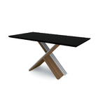 Mesa De Jantar Para 6 Lugares 1 60m Tampo De Madeira Vidro Im