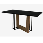 Mesa De Jantar Para 6 Lugares 1 60m Tampo De Madeira Vidro Im