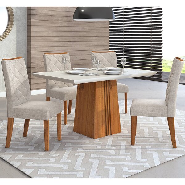 Mesa De Jantar Paris 1,20 Com 4 Cadeiras Sara Dj Móveis