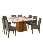Mesa De Jantar Paris Tampo Chanfrado Curvo 136x136 Carvalho/c