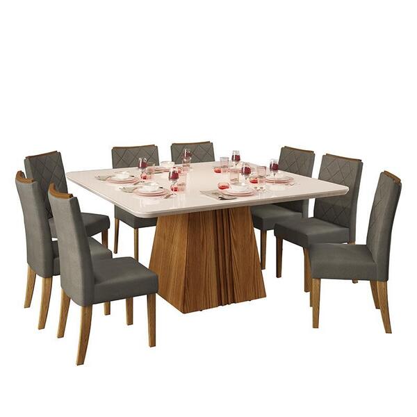 Mesa De Jantar Paris Tampo Chanfrado Curvo 136x136 Carvalho/c