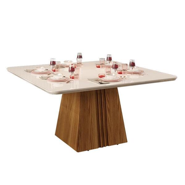Mesa De Jantar Paris Tampo Chanfrado Curvo 136x136 - Pr Móveis