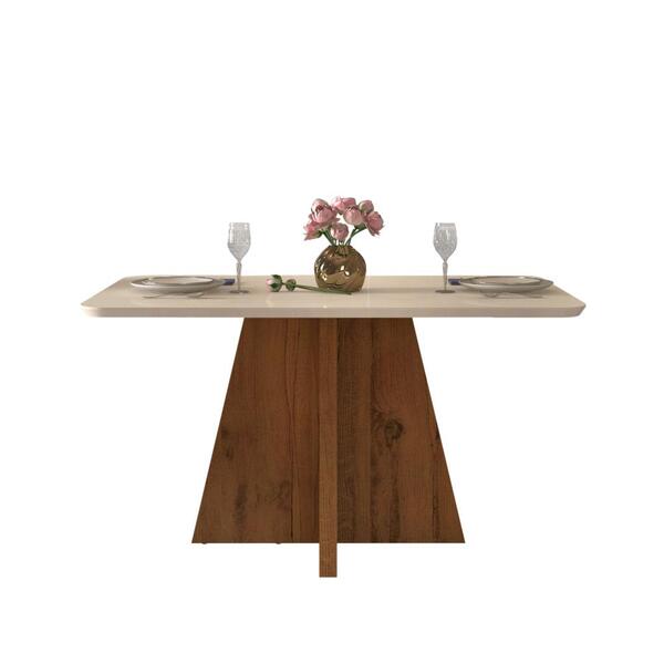 Mesa De Jantar Parma Tampo Chanfrado Curvo Madeira Dj Móveis