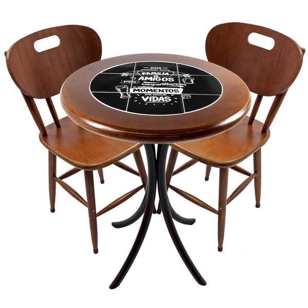 Mesa De Jantar Pequena Com 2 Cadeiras Redonda Madeira Maciça