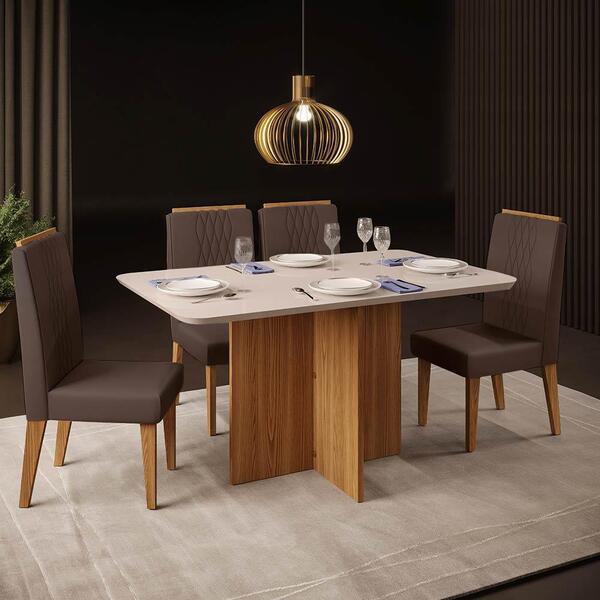 Mesa De Jantar Pequena Com 4 Cadeiras Carvalho Nobre Veludo M