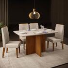 Mesa De Jantar Pequena Com 4 Cadeiras Freijó Suede Areia Hera