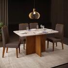 Mesa De Jantar Pequena Com 4 Cadeiras Freijó Veludo Moca Hera