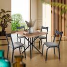 Mesa De Jantar Pequena Com 4 Cadeiras Preto Carvalho Manteiga