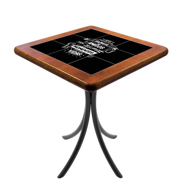 Mesa De Jantar Pequena Quadrada Madeira Maciça E Azulejo