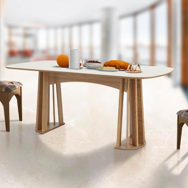 Mesa De Jantar Pés Ripados 180 Cm Tm69 Off White Freijó Dalla