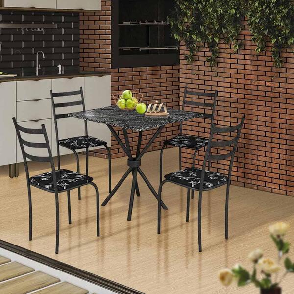 Mesa De Jantar Quadrada 4 Cadeiras Preto Teresina Shop Jm