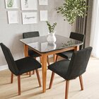 Mesa De Jantar Quadrada 4 Lugares 95cm Tampo Mdf E Vidro Tang