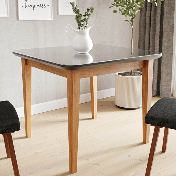 Mesa De Jantar Quadrada 4 Lugares 95cm Tampo Mdf E Vidro Tang