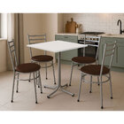 Mesa De Jantar Quadrada 70cm Branca Com 4 Cadeiras Estofada C