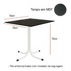Mesa De Jantar Quadrada 70cm Branca Tampo Madeira Preto