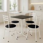 Mesa De Jantar Quadrada 70cm Branca Tampo Madeira Preto