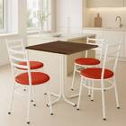 Mesa De Jantar Quadrada 70cm Imbuia Com 4 Cadeiras Estofada B
