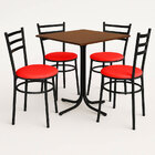 Mesa De Jantar Quadrada 70cm Imbuia Com 4 Cadeiras Estofada P