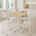 Mesa De Jantar Quadrada 70cm Pinus Com 4 Cadeiras Estofada Br