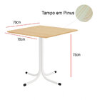Mesa De Jantar Quadrada 70cm Pinus Com 4 Cadeiras Estofada Br