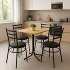 Mesa De Jantar Quadrada 70cm Pinus Com 4 Cadeiras Estofada Pr