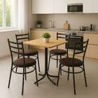 Mesa De Jantar Quadrada 70cm Pinus Com 4 Cadeiras Estofada Pr
