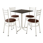 Mesa De Jantar Quadrada 70cm Preta Com 4 Cadeiras Estofada Br