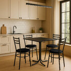 Mesa De Jantar Quadrada 70cm Preta Com 4 Cadeiras Estofada Pr