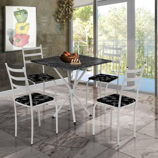 Mesa De Jantar Quadrada 75 Cm Com 4 Cadeiras Branco Tocantins