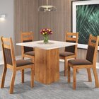 Mesa De Jantar Quadrada 90x90 Com 4 Cadeiras Sicilia Mel/ Blo