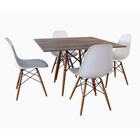 Mesa De Jantar Quadrada Amêndoa Eames Eiffel 90cm Com 4 Cadei