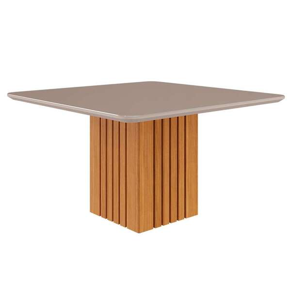 Mesa De Jantar Quadrada Com Tampo De Vidro Ana Off White E Na