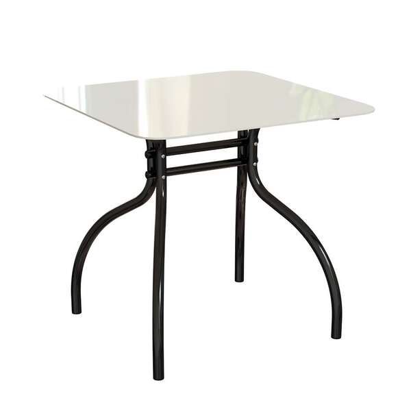 Mesa De Jantar Quadrada Com Tampo De Vidro Detroit Off White