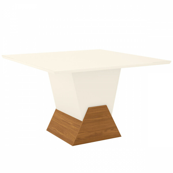 Mesa De Jantar Quadrada Com Tampo De Vidro Myani I Off White