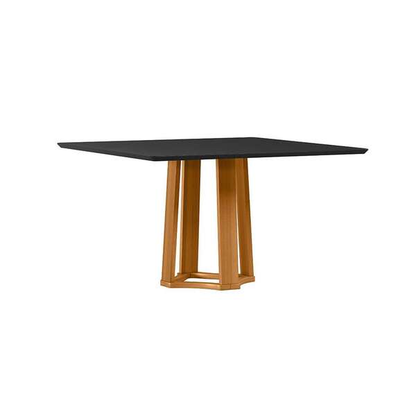 Mesa De Jantar Quadrada Com Tampo De Vidro Trevisto Preta E Y