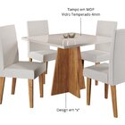 Mesa De Jantar Quadrada Decora Com Vidro 90x90 Com 4 Cadeiras