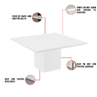 Mesa De Jantar Quadrada Helena 150x150 Cm Branco Com Base De