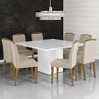Mesa De Jantar Quadrada Helena 150x150 Cm Branco Com Base De