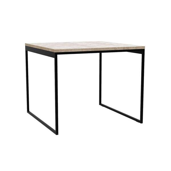 Mesa De Jantar Quadrada Industrial Stanford Concreto E Preta