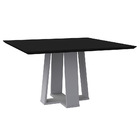 Mesa De Jantar Quadrada Tampo Com Vidro Leka 135 Cm Preto Bas