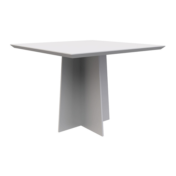 Mesa De Jantar Quadrada Tampo Com Vidro Tina 100 Cm Off White