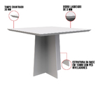 Mesa De Jantar Quadrada Tampo Com Vidro Tina 100 Cm Off White