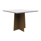 Mesa De Jantar Quadrada Tampo Com Vidro Tina 100 Cm Off White